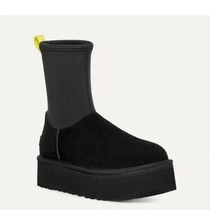 UGG Black Platform Boots with Yellow Accent
